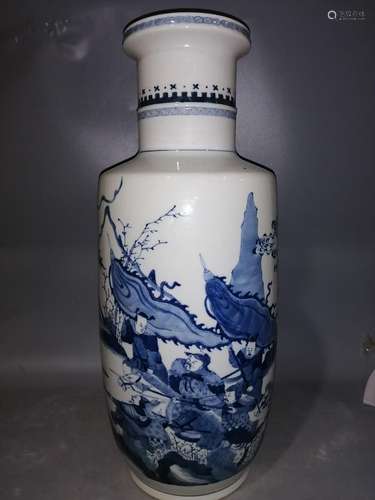 Blue and white wooden stick bottle