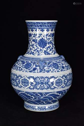 Blue and white three Yang kaitai grain design33 cm tall 24 c...