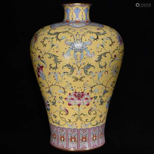 Colored enamel, grilled flower flower grain mei bottles arou...