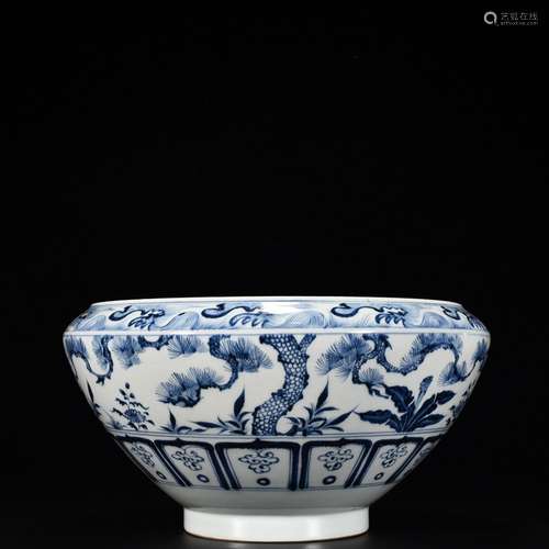 Blue and white shochiku MeiLianChi yang grain port18 cm high...