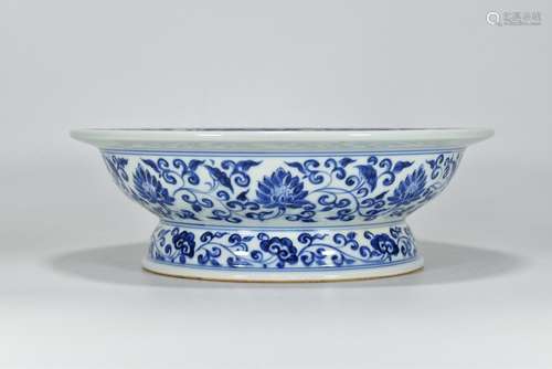 Blue and white tie up branch lotus fruit grain compote bird9...