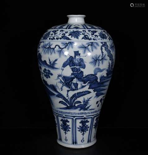 Under the blue and white Xiao HeyueXinwen plum bottle size 4...