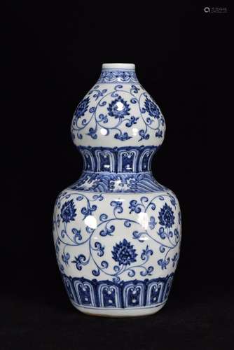 Blue and white lotus flower grain bottle gourd35 cm high 18 ...