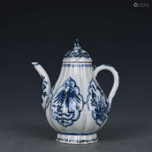 Blue and white grain pear-shaped pot 15 x 15 cm 2100