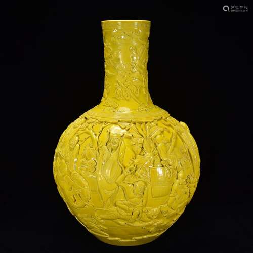 Yellow glaze carving eighteen rib tree 57 * 38