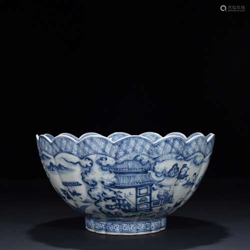 Blue and white YingXiWen stare blankly bowl 12 23 cm * 2400