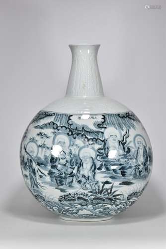 Tianshun sweet white glazed carved the cranes grain blue fig...