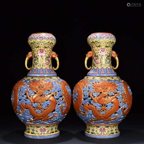 Pastel paint hollow-out dragon revolving bottles of 48 28 cm...