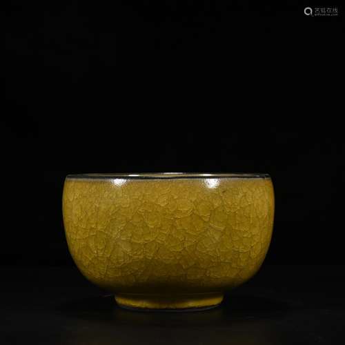 Kiln Fried yellow glaze ice crack pot, bowl of bian city kil...