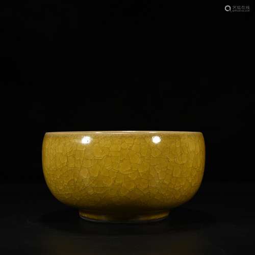 Kiln Fried yellow glaze ice crack pot bian city kiln 10 cm *...