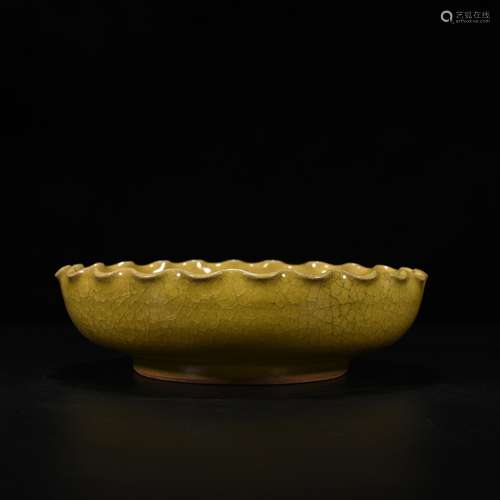 Kiln Fried yellow glaze ice crack mouth wash 7 cm * 23, 900