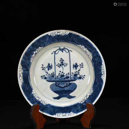 Blue and white flower YaKuan ruyi basket tray 3 cm * 23, 600