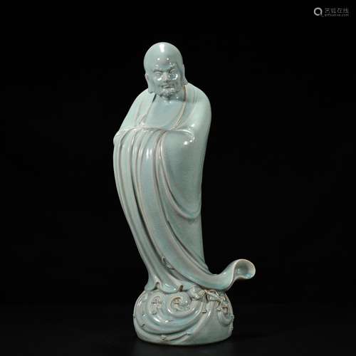 A reed crossing your kiln azure glaze dharma statue 52 cm * ...