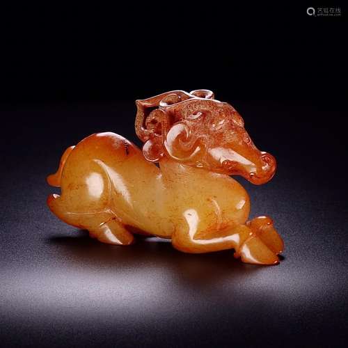 Hetian jade jade deer exquisite jade oil moisten, patina nam...