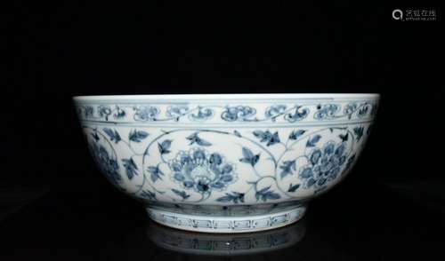 Blue and white tie up branch big bowl of 17 x42cm 1800 flowe...