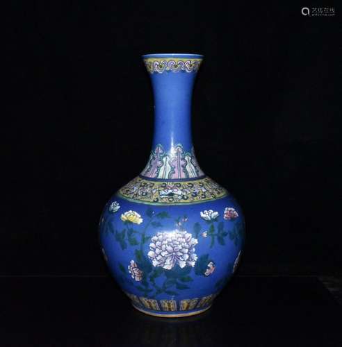 Blue add floral bottle x22cm 40 to 1200