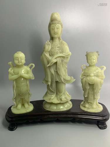 Treasures the white lotus shoushan stone lad guanyin.Vital d...