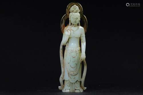 Hetian jade jade guanyin exquisite jade oil moisten wrapped ...