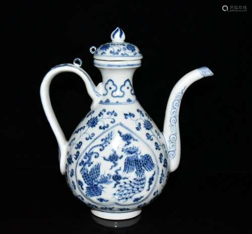 Blue and white grain pot of 25 x22. 5 cm. 900