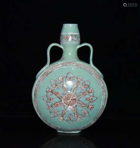 Youligong turquoise glaze flower grain flat bottles of 27.5 ...