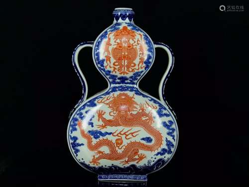 Blue and white alum 39/25 red dragon grain bottle gourd.6980...