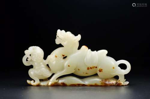 Hetian jade Hu Renxian camel rigid exquisite jade oil moiste...