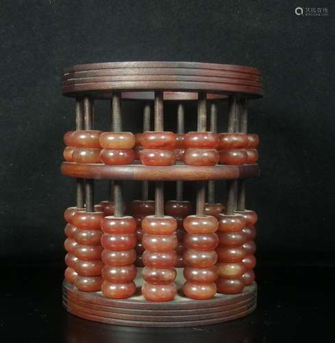 Wooden old agate abacus furnishing articles about 13 * 11 * ...