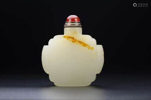 Hetian jade jade cicada eight knife snuff bottle rigid exqui...