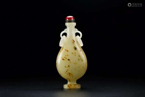 Hetian jade double earrings snuff bottle rigid exquisite jad...