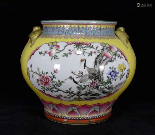 Yellow glaze gold pot 227 ✘ 31 cm7200 window powder enamel t...