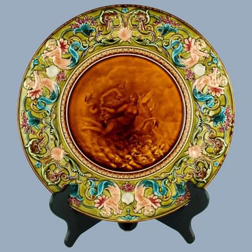 Antique 19th Century French Majolica Émaux Ombrants Charger