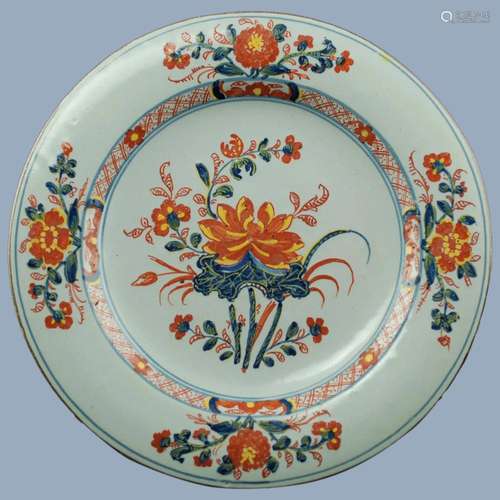 Antique 18th Centurty Continental Polychrome Faience Tin Gla...