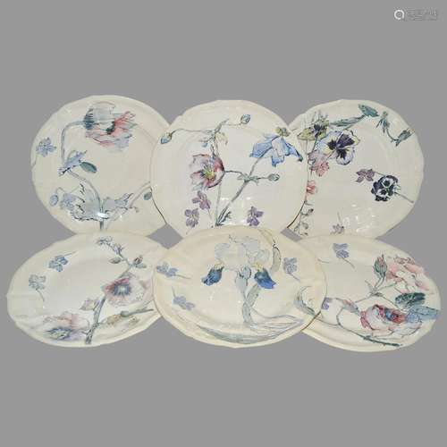 Set of 6 Floral Plate ~ 9 3/8” ~ French Faience Ironstone ~ ...