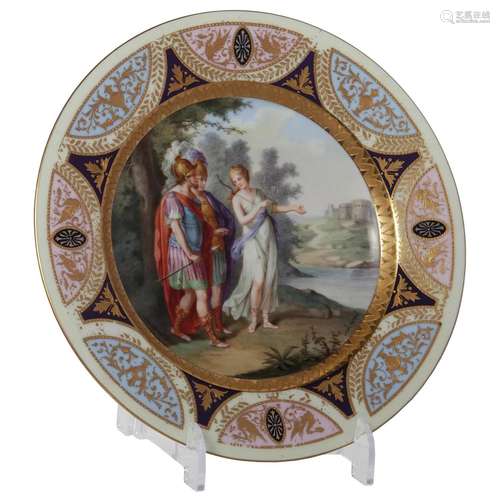 Painted Plate with raised Gilt in the Style of Royal Vienna