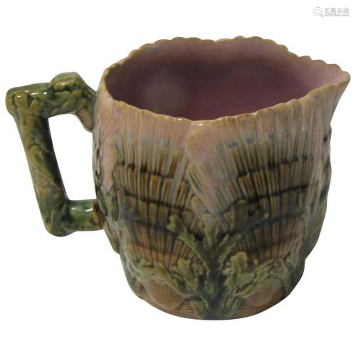 Antique Majolica Pitcher, Etruscan, Seashell