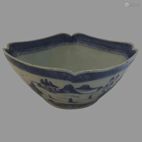 Chinese Export Blue and White Canton Bowl