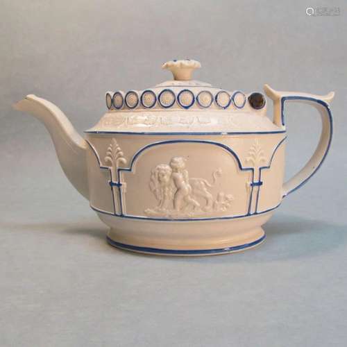 White Felspathic Stoneware Teapot circa 1810