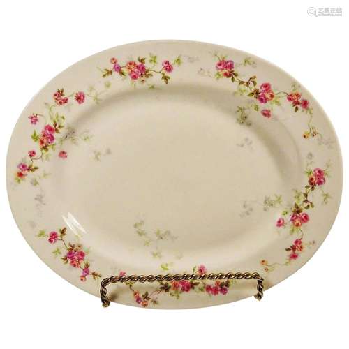 Antique  Bernardaud French Limoges Platter Pink Roses Vines ...