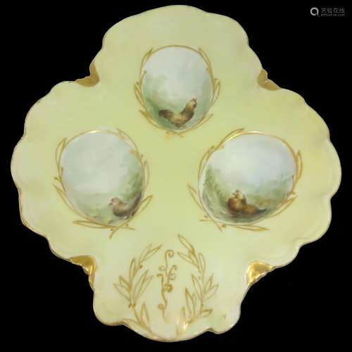 Early Haviland Limoges Egg Tray Roosters Chickens Chicks