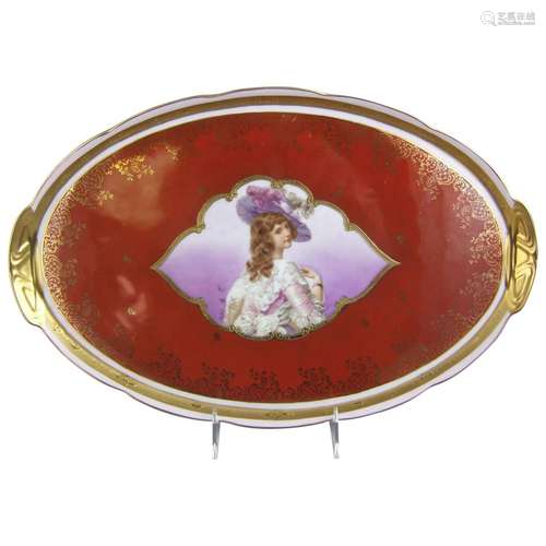 Antique Porcelain Royal Vienna Style Portrait Tray