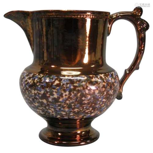 Copper Luster Jug with "Agate" Band ca. 1840