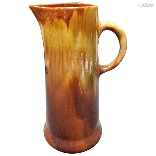 Early 20th Century American Brush Pottery Drip Glaze Tall Pi...