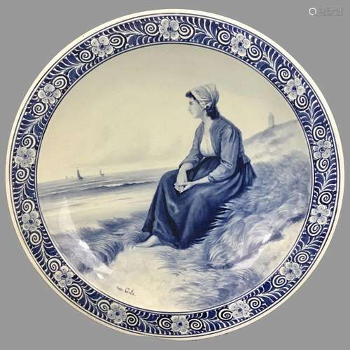 Large Dutch Delft Porceleyne Fles Royal Delft Wall Plate Pla...