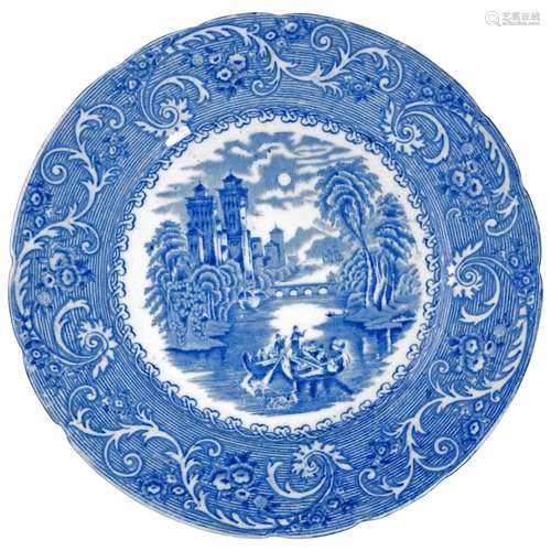 English Staffordshire Transferware Plate Rhine Pattern 19th ...