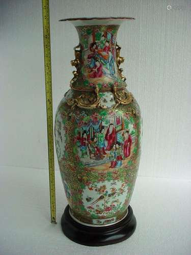 HUGE! 19th Century   CHINESE  CANTON Famille Verte VASE. Won...