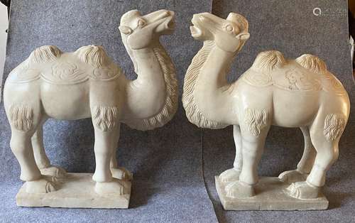 Unusual Pair Of Marble Bactrian Camels