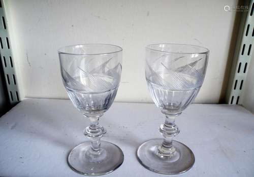 A Pair Of 19th Century Cut Crystal Port Glasses