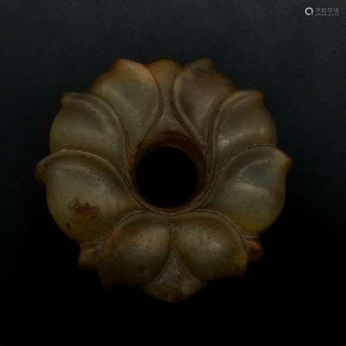 Chinese Natural Old Jade Carved, lotus Pendant