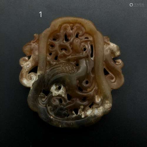 Chinese Natural Old Jade， The crane Pendant