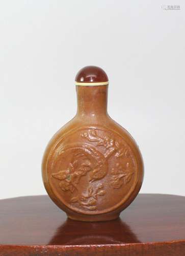 Rare Antique Carved Calabash Gourd Snuff Bottle, China, Cran...